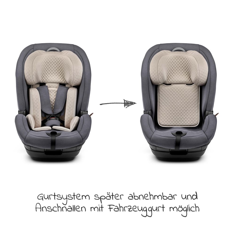 ABC Design - Kindersitz Aspen - 2in1 - i-Size Autositz / 76-150 cm -  Fashion Edition - Stone 