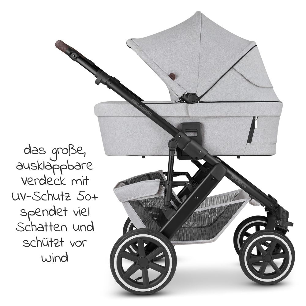 Mutsy - Kombi-Kinderwagen Evo Silber Griff Grau inkl. Babywanne, Sportsitz  & XXL Zubehörpaket - Pebble Grey 