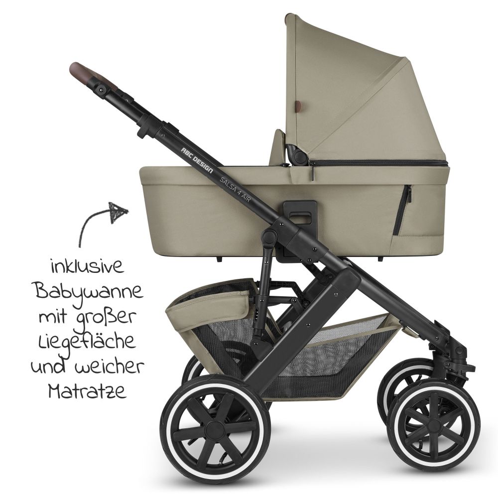 ABC Design - Kombi-Kinderwagen Salsa 4 Air - inkl. Babywanne & Sportsitz  mit XXL Zubehörpaket - Classic Edition - Reed 
