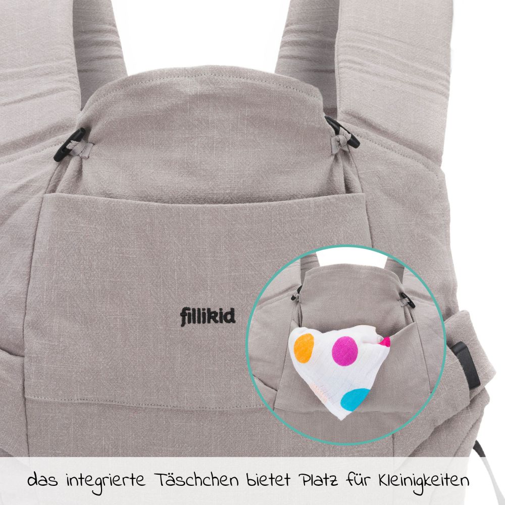 Porte-bébé Ergonomique Lictin - 3 Positions (3,5 à 20 Kg) - Certification CE - Avec Capuche Et Poche - Gris