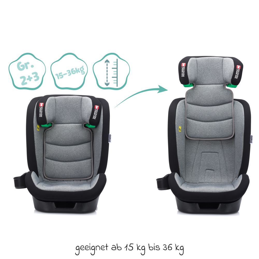 Fillikid - Auto-Kindersitz - Elli Pro - grau/grün - Isofix - i-size -  Gruppe 2/3