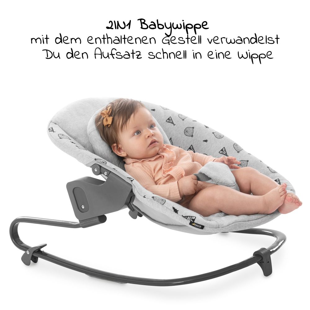 Hauck - Alpha Plus Grau - Newborn Set - Hochstuhl + Neugeboreneneinsatz &  Wippe 