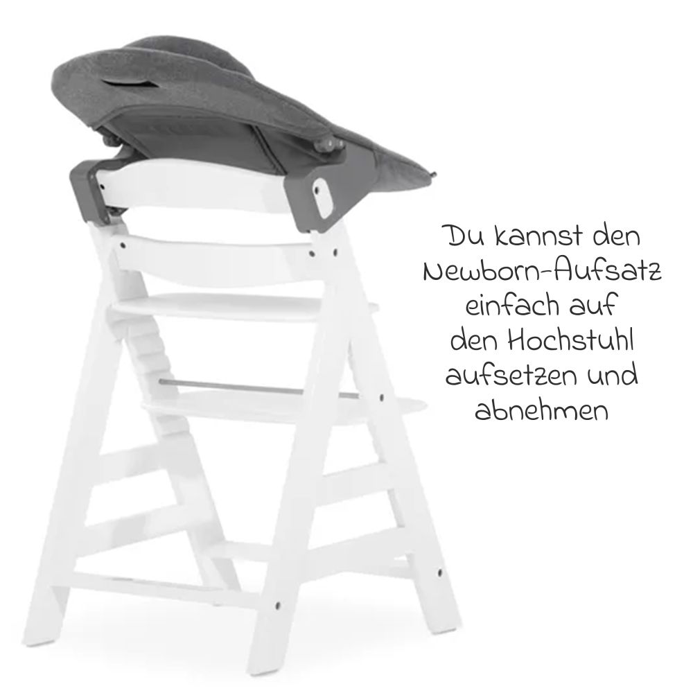 Hauck - Alpha Plus Weiß - Newborn Set - Hochstuhl + Neugeboreneneinsatz &  Wippe 
