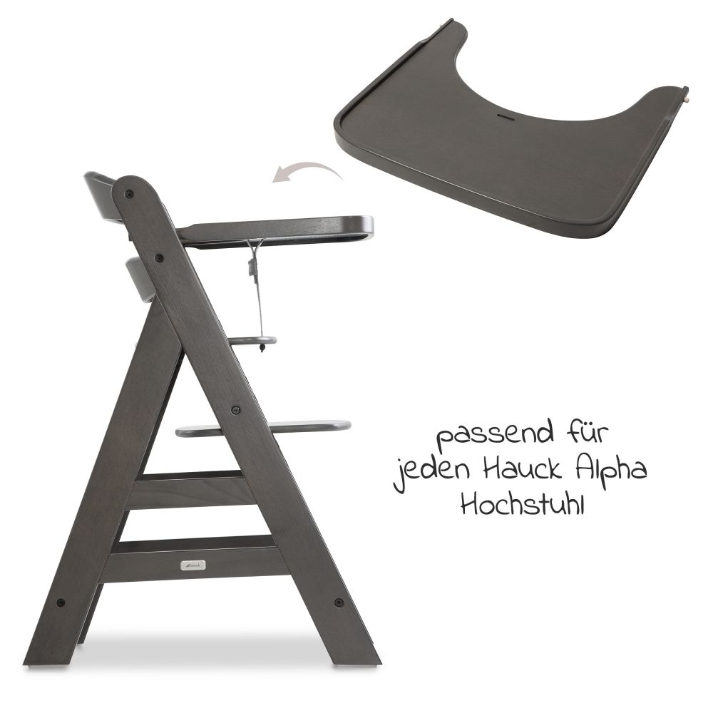 Hauck - Essbrett & Tisch aus Holz für Alpha Hochstühle (Wooden Tray) -  Charcoal