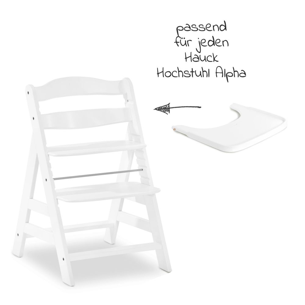 Hauck - Essbrett und Tray) Tisch Alpha (Wooden Hochstühle Weiß Holz aus für 