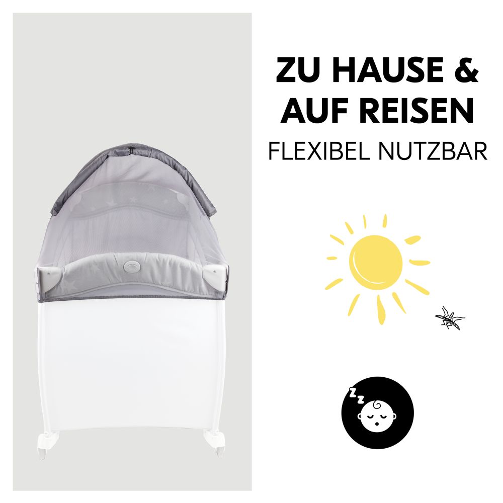 Hauck - Sonnenschutz, Abdunklung & Moskitonetz für Reisebetten - 3in1  Travel Bed Canopy - Grey 