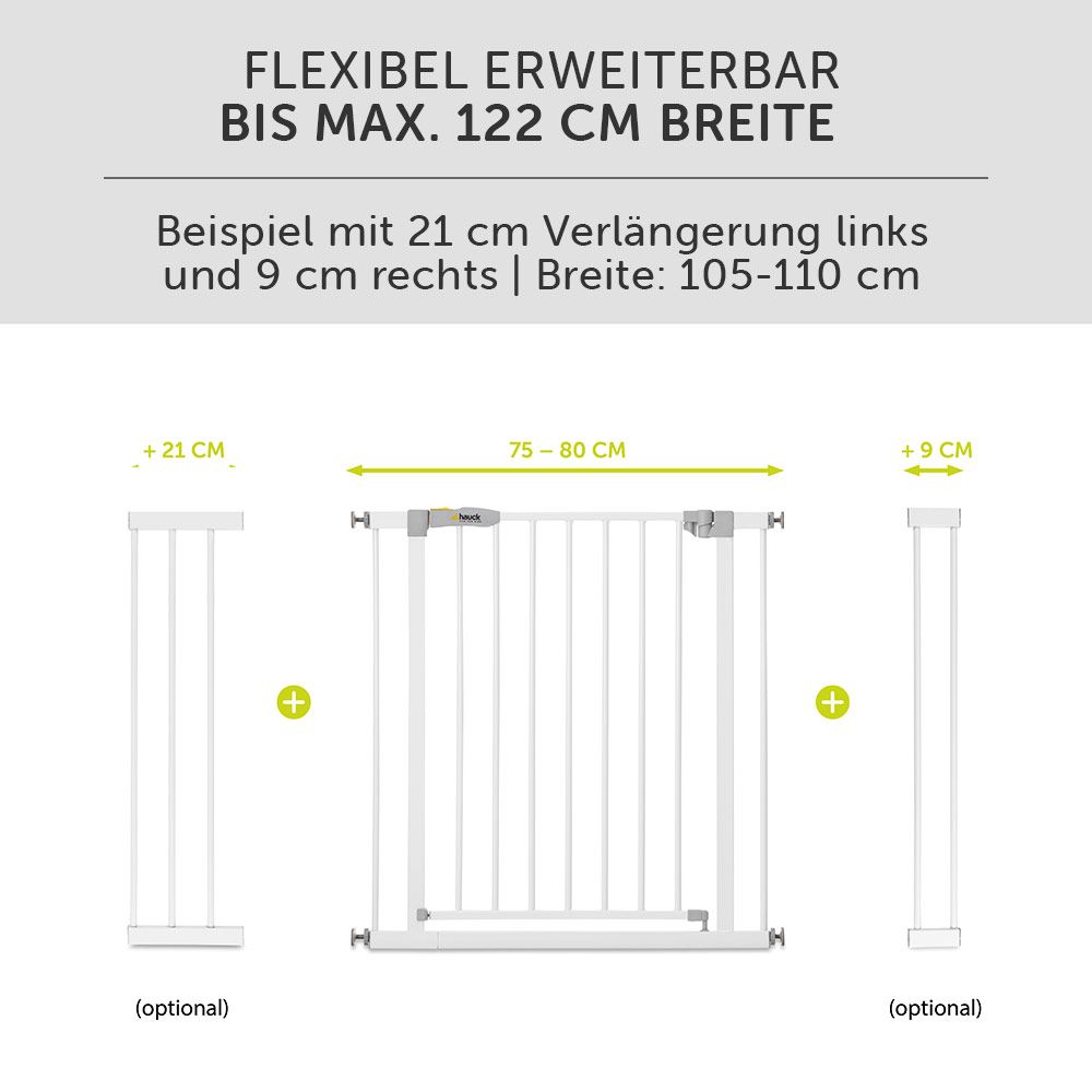 Hauck - Türschutzgitter Stop N Safe 2 (75 bis 80 cm) ohne Bohren - White 