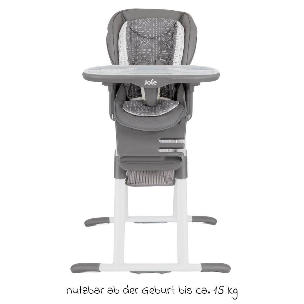 joie - 3in1 Hochstuhl Mimzy Spin 3in1 ab Geburt nutzbar mit 360° drehbarem  Sitz, flache Liegeposition, Tablett und Snacktablett - Tile