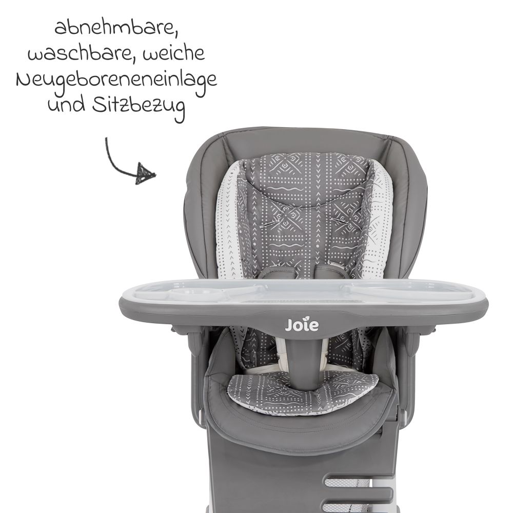 joie - 3in1 Hochstuhl Mimzy Spin 3in1 ab Geburt nutzbar mit 360° drehbarem  Sitz, flache Liegeposition, Tablett und Snacktablett - Tile