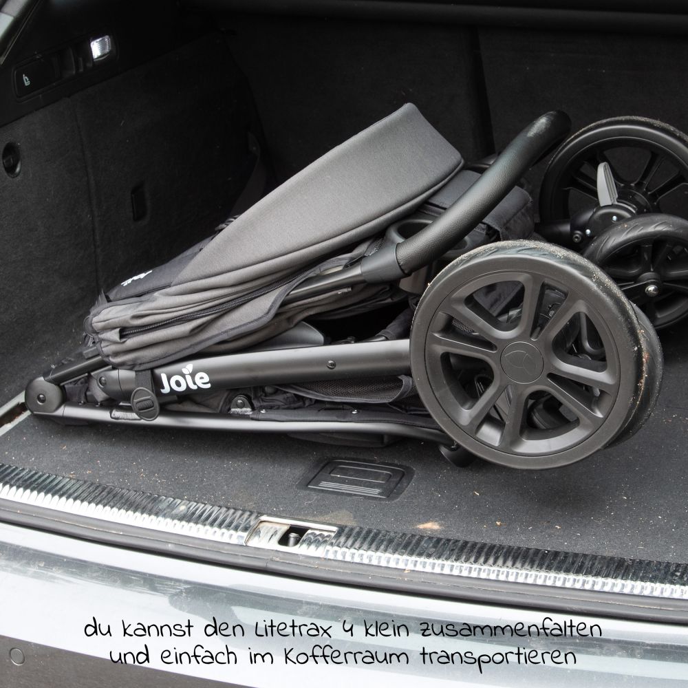 joie - Buggy & Sportwagen Litetrax bis 22 kg belastbar mit  Schieber-Ablagefach inkl. Insektenschutz & Regenschutz - Shale 