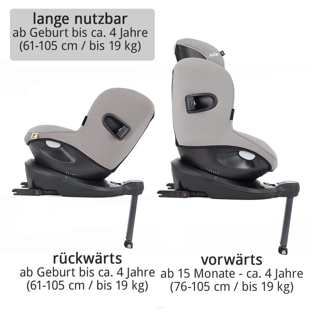 joie - Reboarder-Kindersitz i-Spin 360 E i-Size - ab 9 Monate - 4 Jahre  (61-105 cm) - Gray Flannel 