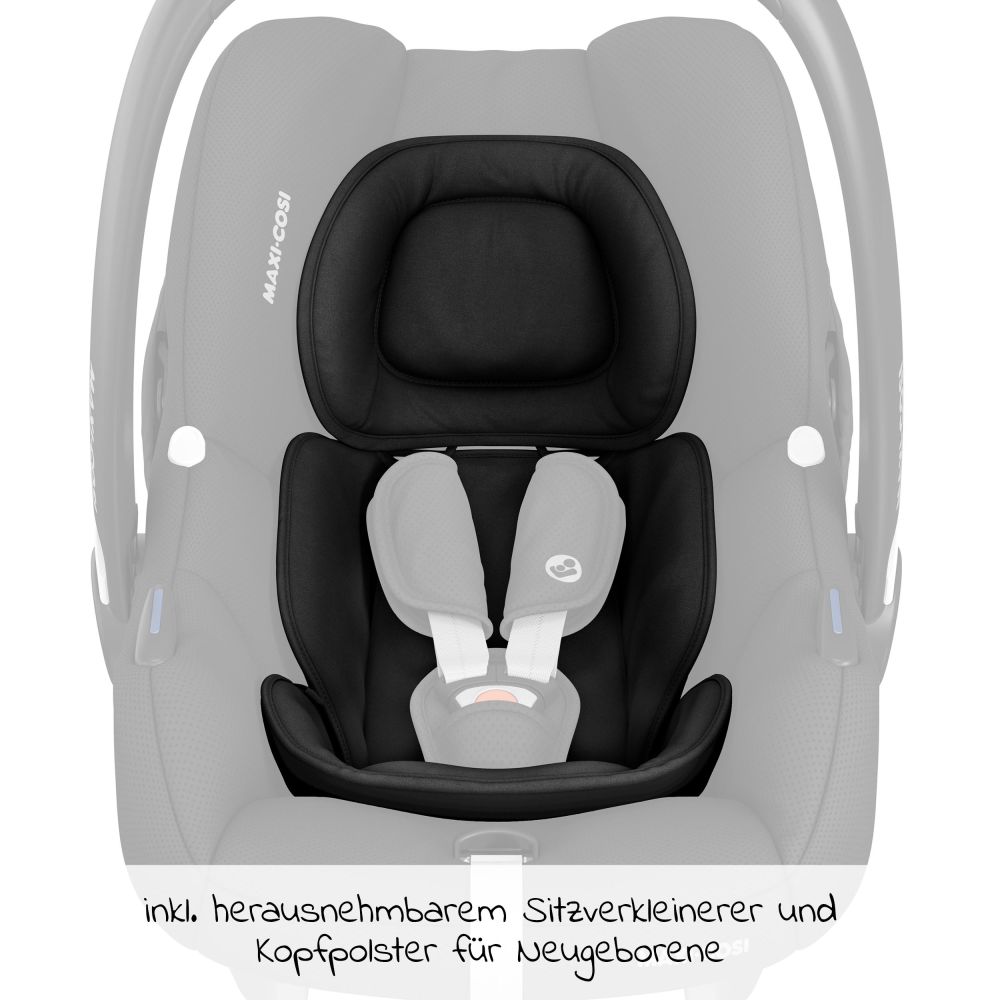 Maxi-Cosi - Babyschale Babyschale CabrioFix i-Size ab Geburt - 12 Monate  (40-75 cm) & Isofix-Basis, Sitzverkleinerer, Sonnenverdeck, Regenschutz,  Insektenschutz…