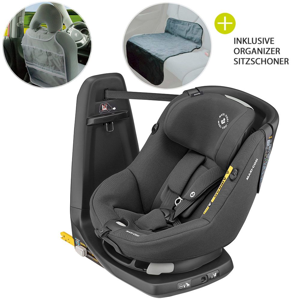 Maxi-Cosi - Reboarder-Kindersitz AxissFix i-Size 360° 4 Monate-4 Jahre  (61-105cm) Isofix,Sitzschoner,Organizer - Authentic Graphite 