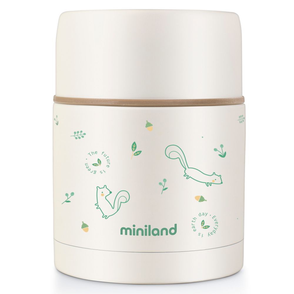 miniland Boîte isotherme enfant natur food thermos inox vert 600 ml