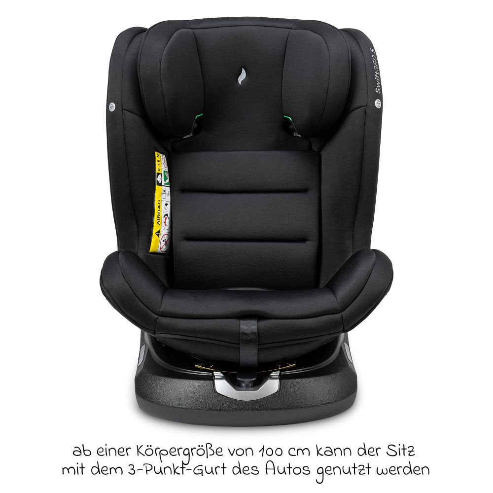Osann - Reboarder-Kindersitz Swift360 S i-Size ab 15 Monate - 12 Jahre (76  cm - 150 cm) 360° drehbar mit Isofix-Basis & Top-Tether - All Black 