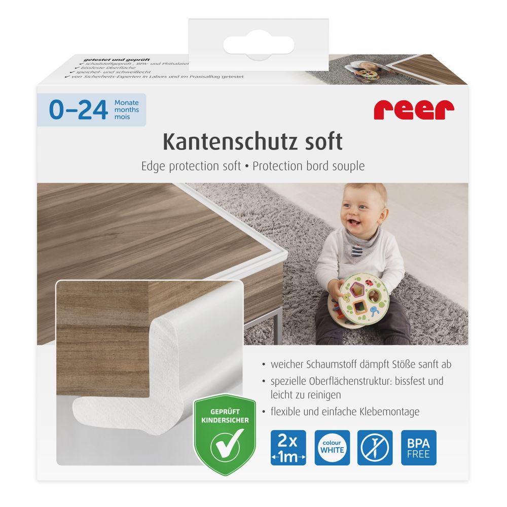 Reer - Kantenschutz Soft 2er Pack zum Kleben je 100 cm - Weiß 