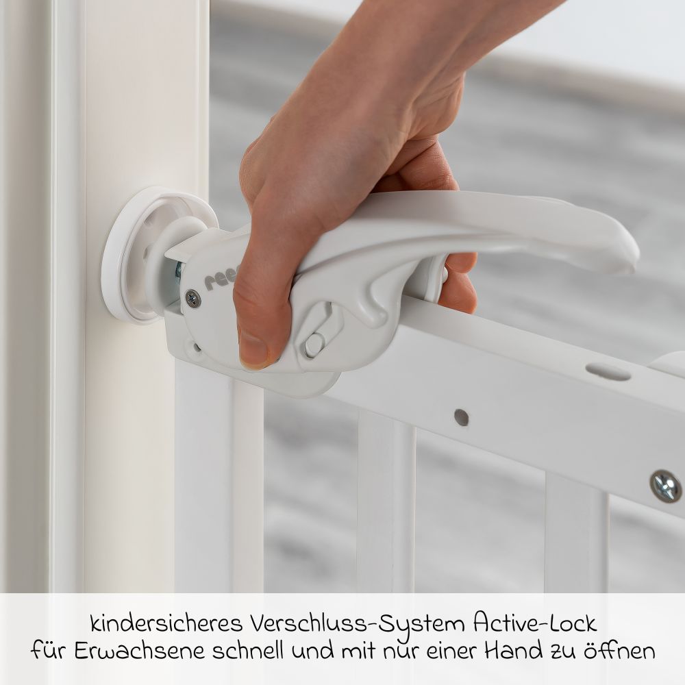 Reer - Türschutzgitter / Treppenschutzgitter (63 bis 106 cm) zum Klemmen  oder Schrauben - Weiß 