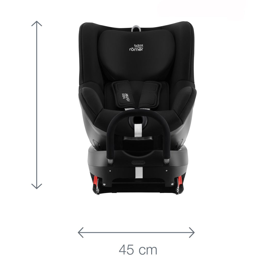 Römer - Reboarder-Kindersitz Dualfix 2R 360° drehbar Gr. 0+/1 Geburt-4  Jahre (Geburt-18 kg) Isofix mit Stützbein - Cosmos Black 