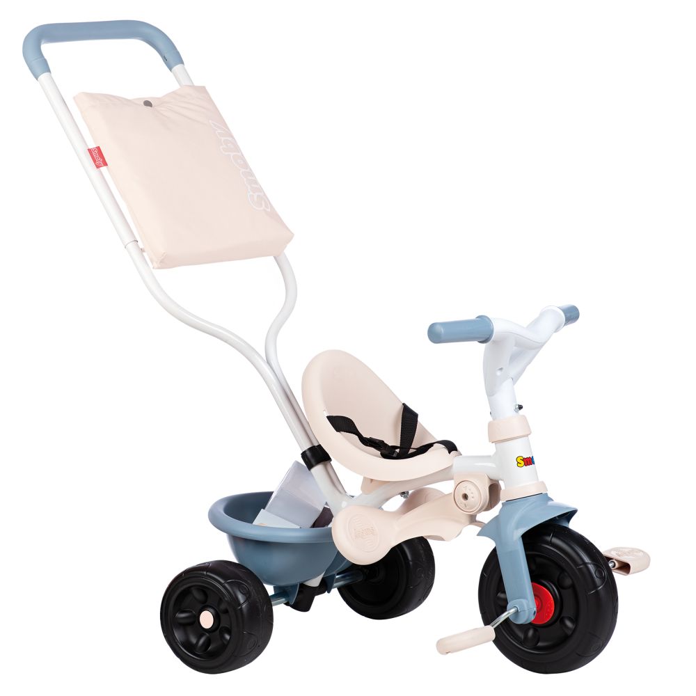 Smoby Toys - Dreirad Be Fun Komfort - mit Gurt, Sicherheitsbügel,  Fußstützen & Schiebestange - Blau