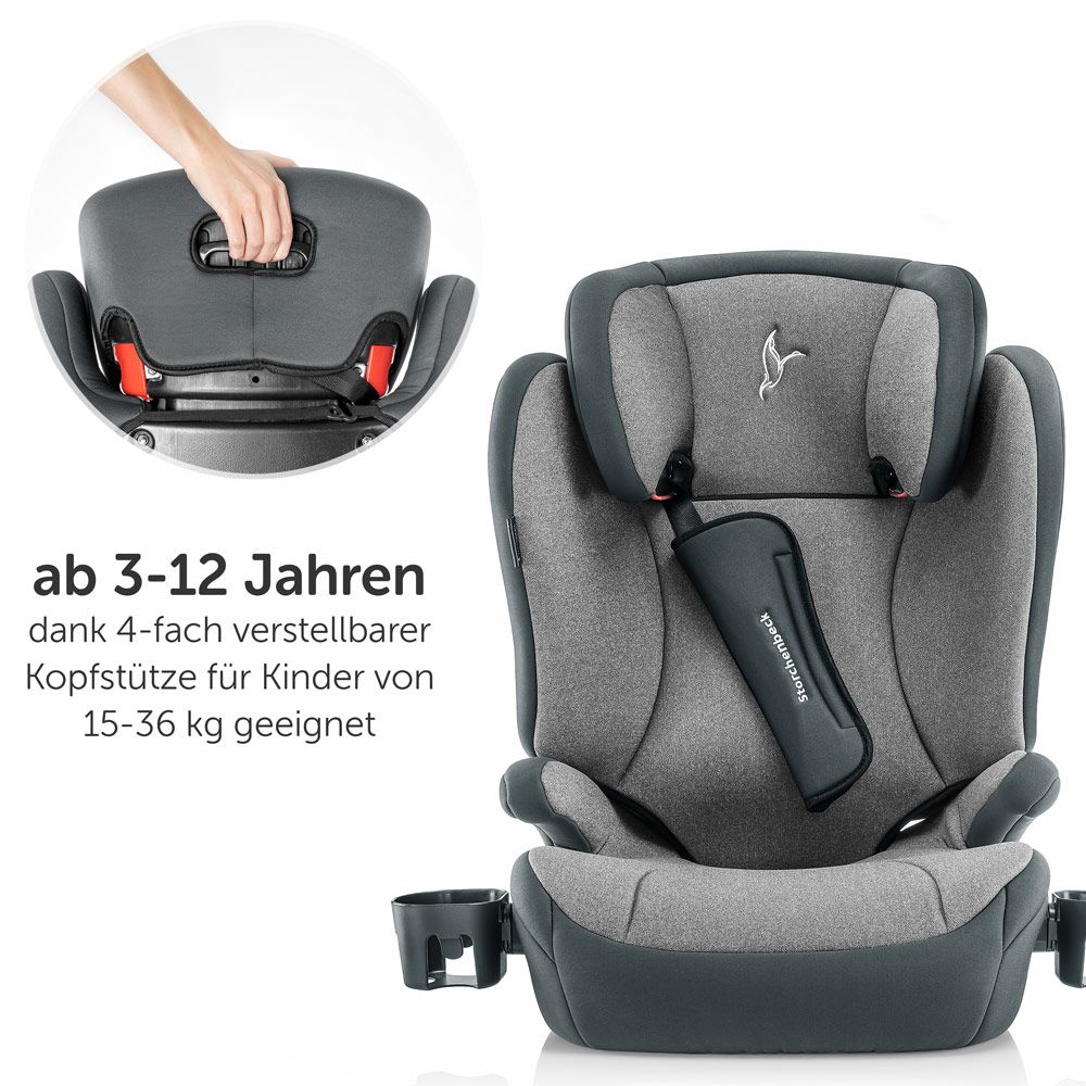 Storchenbeck - Kindersitz K30 / Gruppe 2/3 - ab 3 Jahre (15-36 kg) - Grau  Anthrazit 
