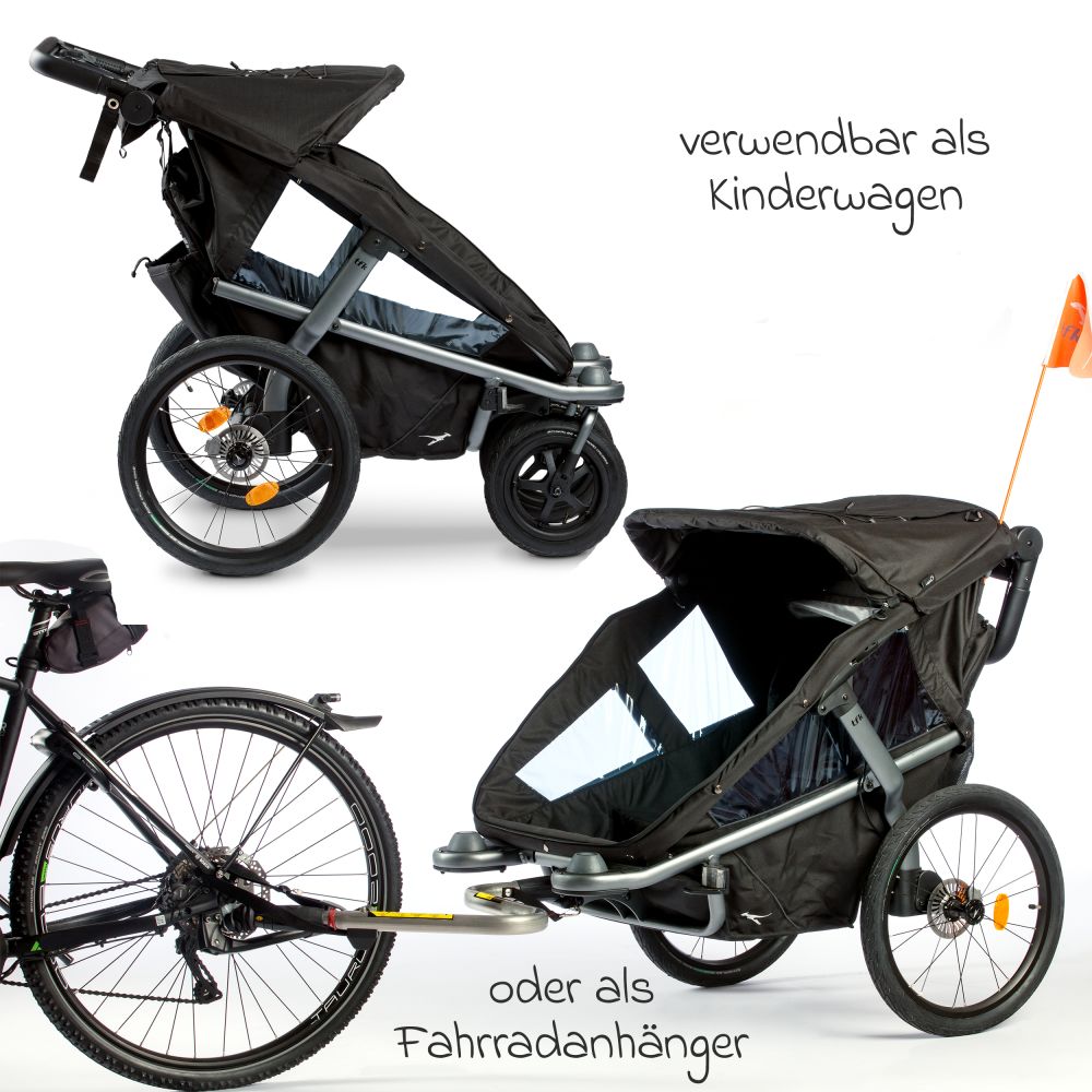 TFK - Fahrradanhänger und Kinderwagen Velo 2 für 2 Kinder (bis 44
