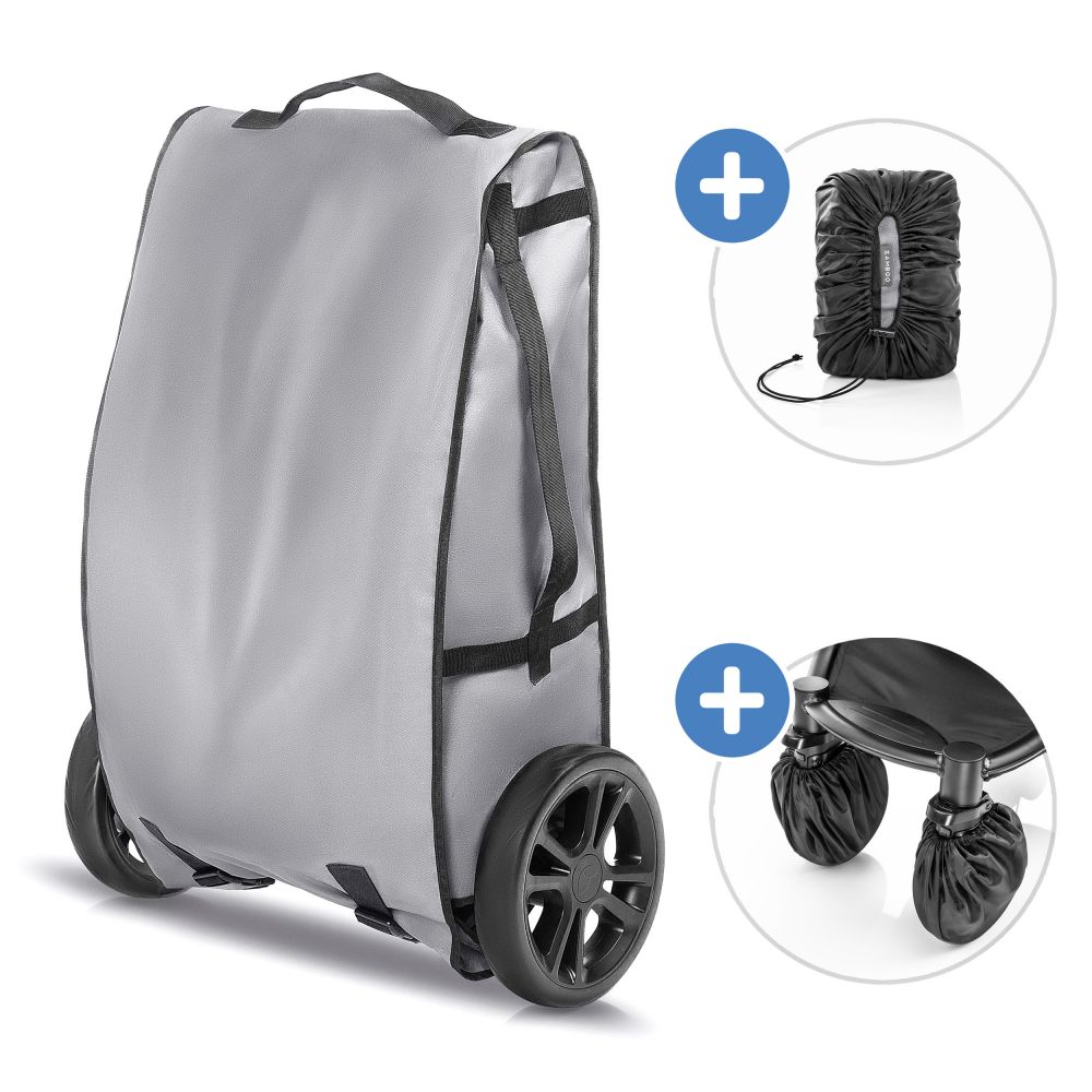 Zamboo - Transporttasche für Buggy und Kindersitz inkl. Radschutzhüllen -  Grau 