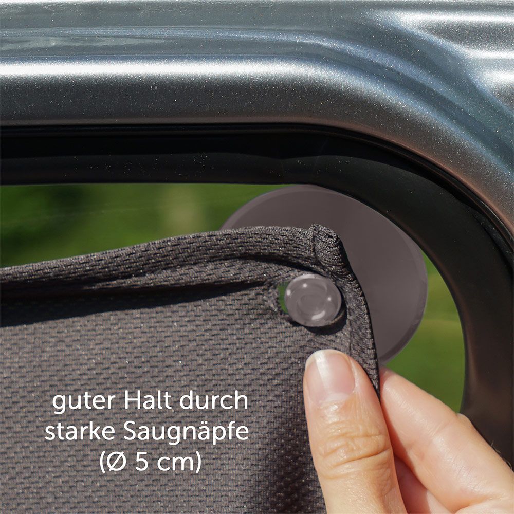 Sonnenschutz Slide & Shade - Dunkelgrau, Zamboo, 2 x Sonnenschutz für Auto  Seitenscheibe mit Vorhangfunktion UV-Schutz