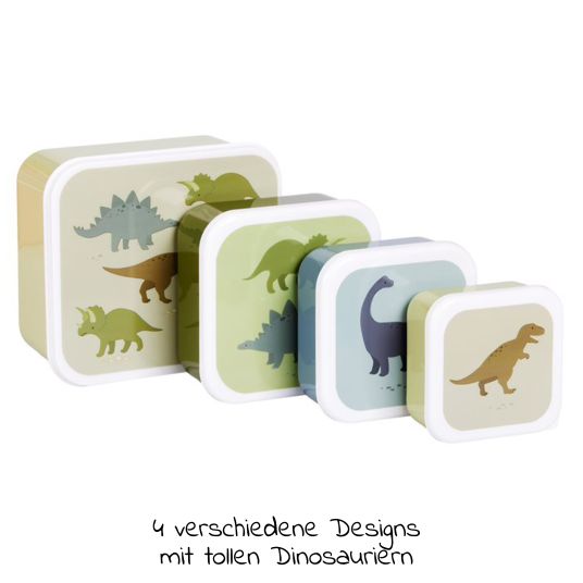 A Little Lovely Company Set di 4 cestini per il pranzo - dinosauri