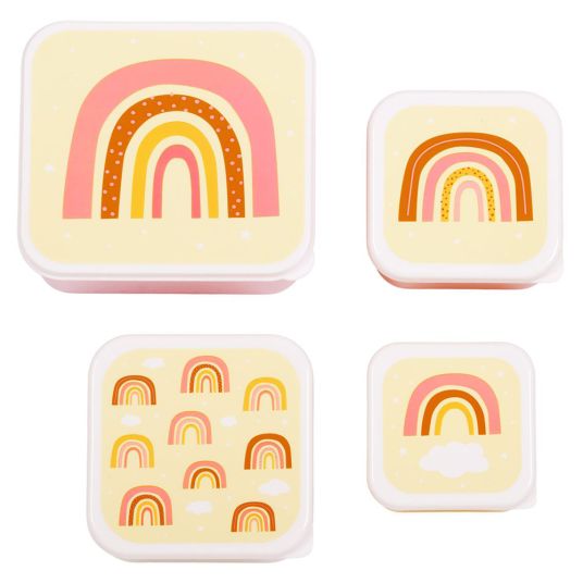 A Little Lovely Company 4-piece lunch box set - rainbow