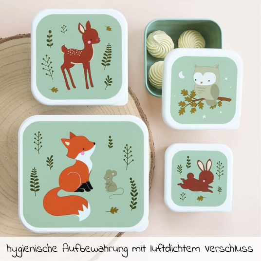 A Little Lovely Company 4-piece lunch box set - Forest friends