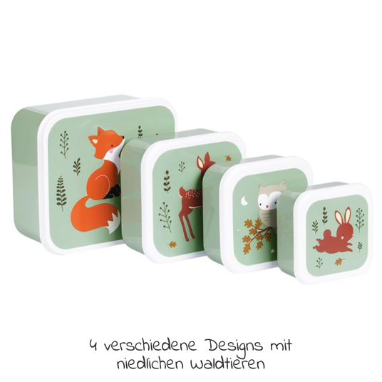 A Little Lovely Company 4-piece lunch box set - Forest friends