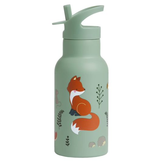 A Little Lovely Company Stainless steel drinking bottle with straw - Forest friends