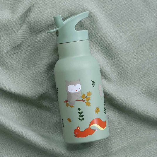 A Little Lovely Company Stainless steel drinking bottle with straw - Forest friends