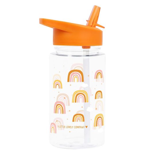 A Little Lovely Company Trinkflasche mit Trinkhalm - Regenbogen