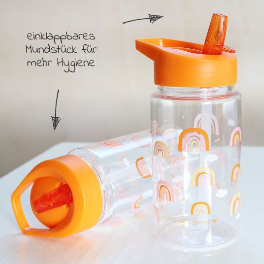 A Little Lovely Company Drinking bottle with straw - rainbow