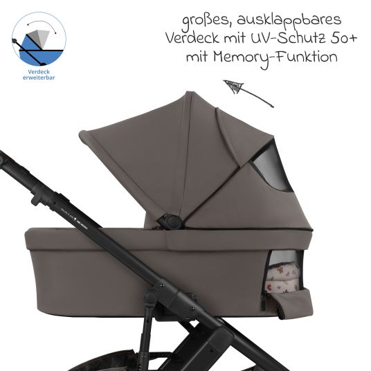 ABC Design 13-tlg. Kombi-Kinderwagen-Set Salsa 5 Air Starter Set inkl. Babywanne, Sportsitz, Tulip, Adapter, Wickeltasche Urban, Fußsack, Spucktücher, Magnetcilp, Decke, Regenschutz & Moskitonetz - Pure - Teddy