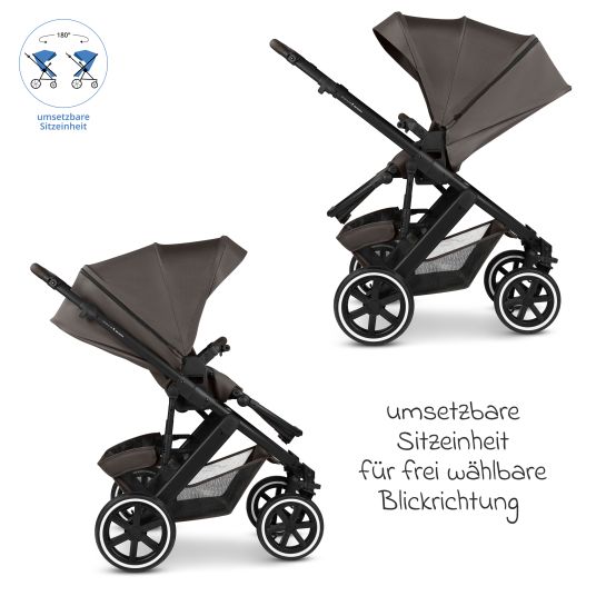 ABC Design 13-tlg. Kombi-Kinderwagen-Set Salsa 5 Air Starter Set inkl. Babywanne, Sportsitz, Tulip, Adapter, Wickeltasche Urban, Fußsack, Spucktücher, Magnetcilp, Decke, Regenschutz & Moskitonetz - Pure - Teddy