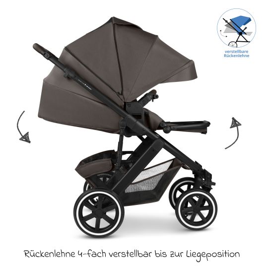 ABC Design 13-tlg. Kombi-Kinderwagen-Set Salsa 5 Air Starter Set inkl. Babywanne, Sportsitz, Tulip, Adapter, Wickeltasche Urban, Fußsack, Spucktücher, Magnetcilp, Decke, Regenschutz & Moskitonetz - Pure - Teddy