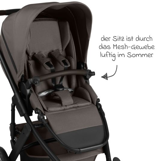 ABC Design 13-tlg. Kombi-Kinderwagen-Set Salsa 5 Air Starter Set inkl. Babywanne, Sportsitz, Tulip, Adapter, Wickeltasche Urban, Fußsack, Spucktücher, Magnetcilp, Decke, Regenschutz & Moskitonetz - Pure - Teddy