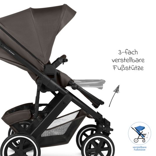 ABC Design 13-tlg. Kombi-Kinderwagen-Set Salsa 5 Air Starter Set inkl. Babywanne, Sportsitz, Tulip, Adapter, Wickeltasche Urban, Fußsack, Spucktücher, Magnetcilp, Decke, Regenschutz & Moskitonetz - Pure - Teddy