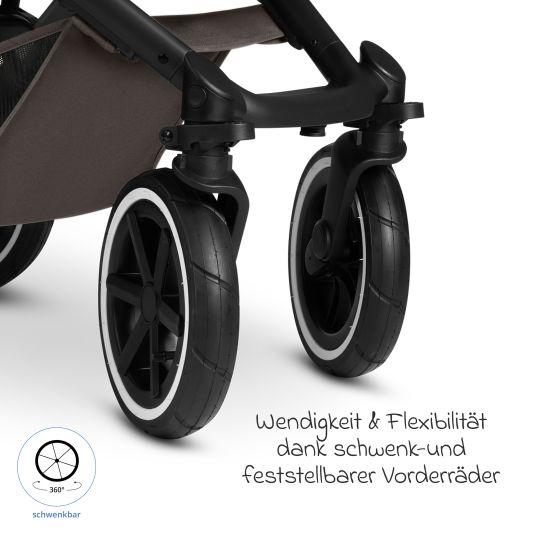 ABC Design 13-tlg. Kombi-Kinderwagen-Set Salsa 5 Air Starter Set inkl. Babywanne, Sportsitz, Tulip, Adapter, Wickeltasche Urban, Fußsack, Spucktücher, Magnetcilp, Decke, Regenschutz & Moskitonetz - Pure - Teddy