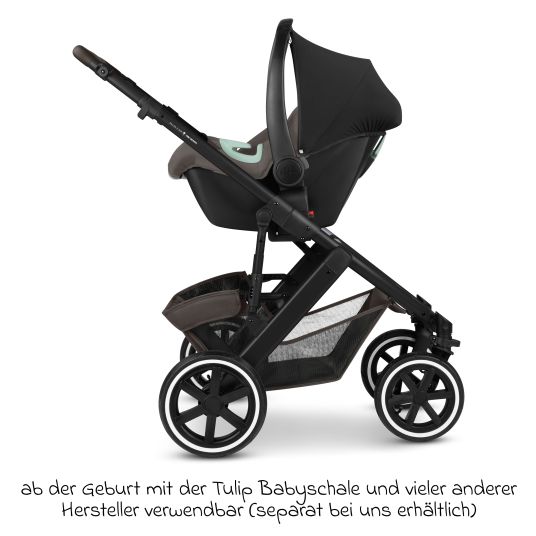 ABC Design 13-tlg. Kombi-Kinderwagen-Set Salsa 5 Air Starter Set inkl. Babywanne, Sportsitz, Tulip, Adapter, Wickeltasche Urban, Fußsack, Spucktücher, Magnetcilp, Decke, Regenschutz & Moskitonetz - Pure - Teddy