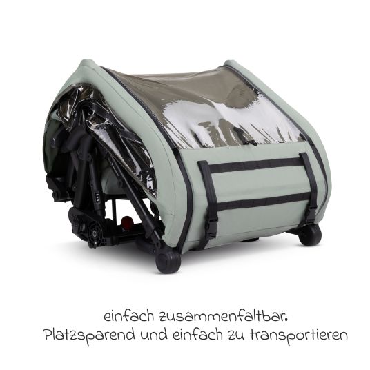 ABC Design 3in1 Fahrradanhänger und Kinderwagen Tour für 2 Kinder mit Bremssystem, Komfortsitze, Verdeck mit Moskitonetz, Regenschutz & Sonnenschutz (bis 49 kg) - Olive