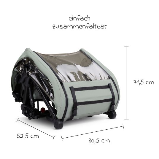 ABC Design 3in1 Fahrradanhänger und Kinderwagen Tour für 2 Kinder mit Bremssystem, Komfortsitze, Verdeck mit Moskitonetz, Regenschutz & Sonnenschutz (bis 49 kg) - Olive