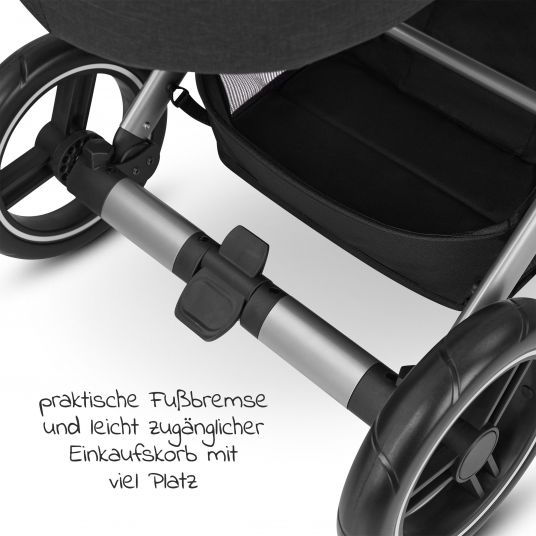 ABC Design 3in1 Kinderwagen-Set Aversa 4 - Circle Edition - inkl. Babywanne, Autositz, Sportsitz & Zubehörpaket - Woven Black