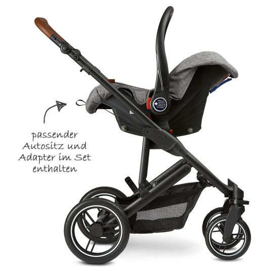 ABC Design 3in1 Kinderwagen-Set Catania 4 - Circle Edition - inkl. Babywanne, Autositz und XXL Zubehörpaket - Woven Graphite