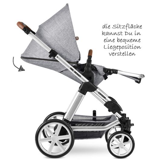 ABC Design 3in1 Kinderwagen-Set Condor 4 - inkl. Babyschale Tulip & XXL Zubehörpaket - Graphite Grey