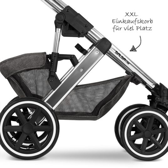 ABC Design 3in1 Kinderwagen-Set Salsa 4 Air - Diamond Edition - inkl. Babyschale Tulip & XXL Zubehörpaket - Asphalt
