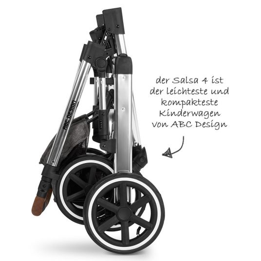ABC Design Set passeggino 3in1 Salsa 4 Air - Diamond Edition - incluso seggiolino auto Tulip e pacchetto accessori XXL - Asfalto