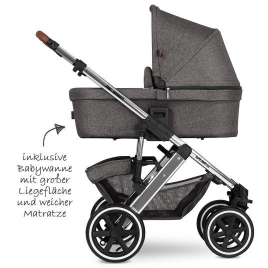 ABC Design 3in1 Stroller Set Salsa 4 Air - Diamond Edition - incl. Baby Car Seat Tulip & XXL Accessory Pack - Asphalt
